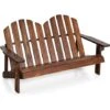 COSTWAY Chaise De Jardin Adirondack 2 Places Pour Enfants Avec Dossier 110°& Accoudoirs, Fauteuil Adirondack Extérieur En Bois De Spain Pour 1-3 Enfants De 3 Ans+, Charge 100kg, Café