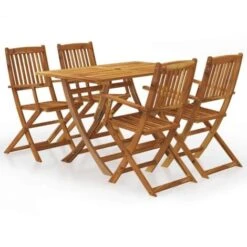 Mobilier à Dîner D'extérieur Pliable 5 Pcs Bois D'acacia Solide VidaXL