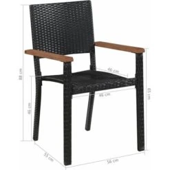Mobilier D'extérieur 5 Pcs Résine Tressée Et Bois D'acacia Noir VidaXL -Promos Garde Plante Boutique 10441335 3