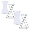 Lot De 2 Tables Hautes Pliantes 105 CM Et 2 Housses Blanches