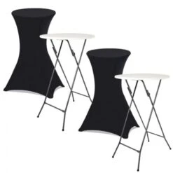 Lot De 2 Tables Hautes Pliantes 105 CM Et 2 Housses Noires