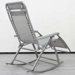 Berceuse Chaise Longue Berçante De AMANKA Transat à Bascule De Jardin Rocking Chair Pliable Et Inclinable Avec Repose-pieds Et Dossier Réglable En Acier Env 178x70cm Poids Supporté Max 100 Kg Gr -Promos Garde Plante Boutique 10977915 5