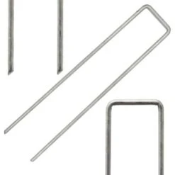 AMANKA Set 100 Piquets En Acier Galvanisé Ø3,2mm 150x30mm Ancrage Au Sol Pour Bâches Filets De Jardinage En U Anguleux -Promos Garde Plante Boutique 10987257 3