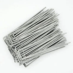 AMANKA Set 100 Piquets En Acier Galvanisé Ø3,2mm 150x30mm Ancrage Au Sol Pour Bâches Filets De Jardinage En U Anguleux -Promos Garde Plante Boutique 10987257 5