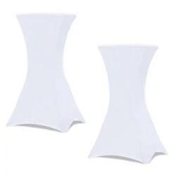 Lot De 2 Housses Blanches Pour Table Haute Pliante 105 CM