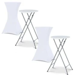 Lot De 2 Housses Blanches Pour Table Haute Pliante 105 CM -Promos Garde Plante Boutique 11119491 3
