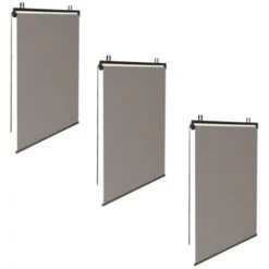 Lot De 3 Stores Enrouleurs L.125 X H. 225 CM Pour Pergola Taupe