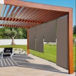 Lot De 3 Stores Enrouleurs L.125 X H. 225 CM Pour Pergola Taupe -Promos Garde Plante Boutique 11156809 3
