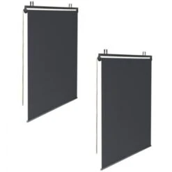 Lot De 2 Stores Enrouleurs L.125 X H. 225 CM Pour Pergola Gris Anthracite