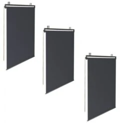 Lot De 3 Stores Enrouleurs L.125 X H. 225 CM Pour Pergola Gris Anthracite