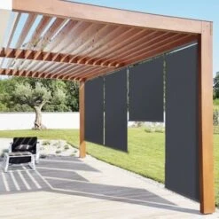 Lot De 3 Stores Enrouleurs L.125 X H. 225 CM Pour Pergola Gris Anthracite -Promos Garde Plante Boutique 11190355 3