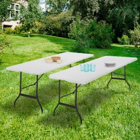 Lot De 2 Tables Pliantes Portables 180 CM Pour Camping Ou Réception 4 Lot De 2 Tables Pliantes Portables 180 CM Pour Camping Ou Réception – Image 2
