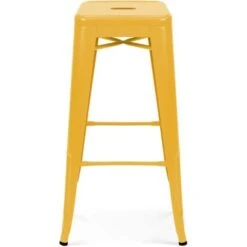 Tabouret De Bar En Métal Jaune Mat -Promos Garde Plante Boutique 11276154 3