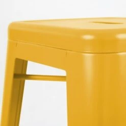 Tabouret De Bar En Métal Jaune Mat -Promos Garde Plante Boutique 11276154 5