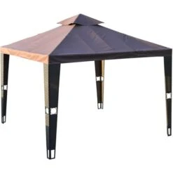 OUTSUNNY Toile De Rechange Pour Pavillon Tonnelle Tente 3 X 3 M Polyester Haute Densité 180 G/m² Chocolat -Promos Garde Plante Boutique 11330094 4