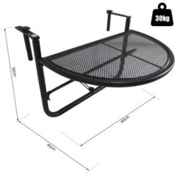 OUTSUNNY Table Suspendue Pour Balcon Dim. 60L X 45l Cm Hauteur Réglable 3 Niveaux Métal époxy Noir -Promos Garde Plante Boutique 11340346 3
