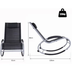 OUTSUNNY Fauteuil Chaise Longue à Bascule Design Contemporain Dim. 120L X 61l X 88H Cm Alu. Polyester Noir -Promos Garde Plante Boutique 11424758 3