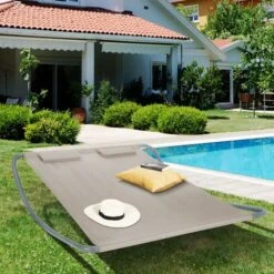 Lit Bain De Soleil 180 CM Avec Toile Taupe -Promos Garde Plante Boutique 11425026 3