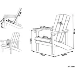 Chaise Basse Fauteuil De Jardin Effet Bois Gris Foncé Avec Accoudoirs Et Dossier Confortable Matières Résitantes Style Rustique Et Campagne Beliani -Promos Garde Plante Boutique 12311691 3
