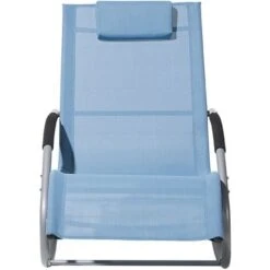 Transat Bain De Soleil Fonction Bascule En Acier Noir Et Textile Bleu Matières Durables Et Design Moderne Pour Jardin Ou Terrasse Beliani -Promos Garde Plante Boutique 12359461 4