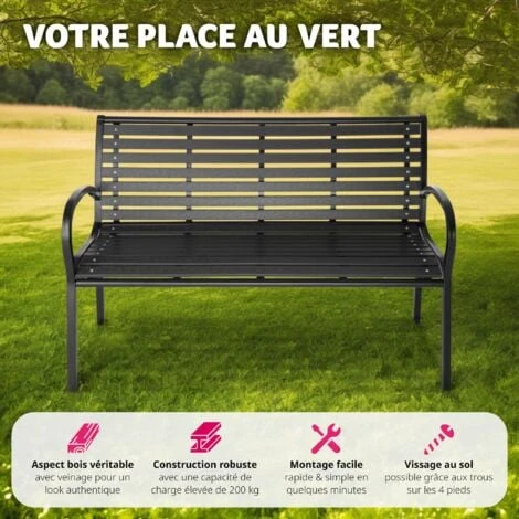 Banc De Jardin PINO 3 Places 126 X 62 X 81,5cm - Banc Exterieur, Mobilier De Jardin, Meuble De Jardin 5 Banc De Jardin PINO 3 Places 126 X 62 X 81,5cm - Banc Exterieur, Mobilier De Jardin, Meuble De Jardin – Image 3