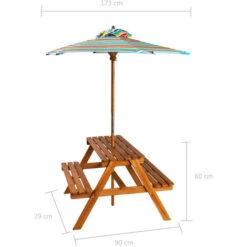 Table à Pique-nique Et Parasol Enfants 79x90x60cm Acacia Solide VidaXL -Promos Garde Plante Boutique 13936353 3