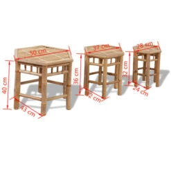 Tabourets De Jardin 3 Pcs Bambou VidaXL -Promos Garde Plante Boutique 1462062 3