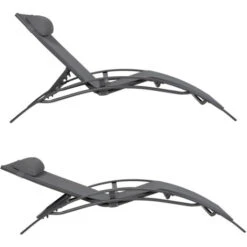 Lot De 2 Transats GALAPAGOS En Textilène Gris - Aluminium Gris Anthracite -Promos Garde Plante Boutique 1477172 3
