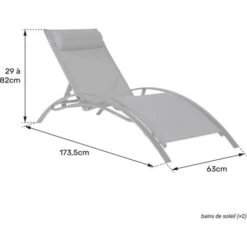 Lot De 2 Transats GALAPAGOS En Textilène Gris - Aluminium Gris Anthracite -Promos Garde Plante Boutique 1477172 5