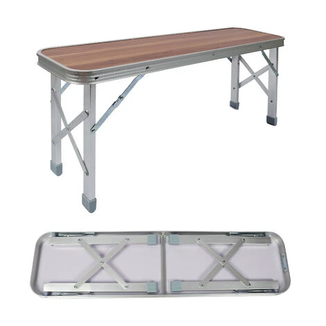 Table Pliante Valise Alumium Deux Bancs 90x66x70 Cm Finition Bois Table De Camping Fête Barbecue 4 Table Pliante Valise Alumium Deux Bancs 90x66x70 Cm Finition Bois Table De Camping Fête Barbecue – Image 2