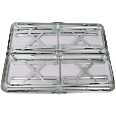 Table Pliante Valise Alumium Deux Bancs 90x66x70 Cm Finition Bois Table De Camping Fête Barbecue 6 Table Pliante Valise Alumium Deux Bancs 90x66x70 Cm Finition Bois Table De Camping Fête Barbecue – Image 4