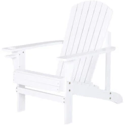 OUTSUNNY Fauteuil De Jardin Adirondack Chaise Longue Inclinable En Bois 97L X 73l X 93H Cm Blanc
