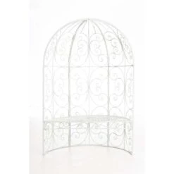 Banc De Jardin Rosie Demi-cercle Avec Arche à Rosiers Antique/blanc -Promos Garde Plante Boutique 15483775 2