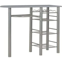 Ensemble De Bar Avec étagères 3 Pcs Bois Et Acier Gris VidaXL 8 Ensemble De Bar Avec étagères 3 Pcs Bois Et Acier Gris VidaXL -Promos Garde Plante Boutique 15739043 2
