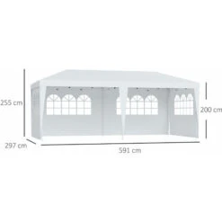 HOMCOM Tonnelle Pliante - Tente De Réception - 3 X 6 M - Pavillon Chapiteau Barnum - 3 Cotés Démontables - Piquets D'ancrage Au Sol + Sac De Transport Inclus Blanc 9 HOMCOM Tonnelle Pliante - Tente De Réception - 3 X 6 M - Pavillon Chapiteau Barnum - 3 Cotés Démontables - Piquets D'ancrage Au Sol + Sac De Transport Inclus Blanc -Promos Garde Plante Boutique 1602770 3