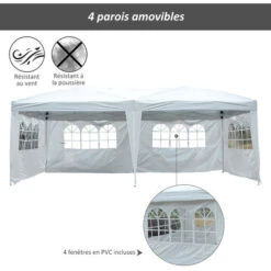 HOMCOM Tonnelle Pliante - Tente De Réception - 3 X 6 M - Pavillon Chapiteau Barnum - 3 Cotés Démontables - Piquets D'ancrage Au Sol + Sac De Transport Inclus Blanc 11 HOMCOM Tonnelle Pliante - Tente De Réception - 3 X 6 M - Pavillon Chapiteau Barnum - 3 Cotés Démontables - Piquets D'ancrage Au Sol + Sac De Transport Inclus Blanc -Promos Garde Plante Boutique 1602770 5