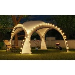 Bc-elec - HOPW-LED35G Tonnelle De Jardin 3.5x3.5m Avec éclairage LED Et Capteur Solaire. Tente De Fête, Pavillon De Jardin, Chapiteau