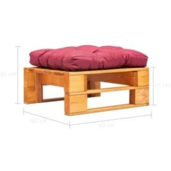 Repose-pied Palette De Jardin Et Coussin Rouge Marron Miel Bois VidaXL -Promos Garde Plante Boutique 16507946 3