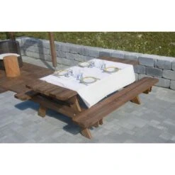 Table De Jardin & Pique-nique - 2m - Section Renforcée / Epaisseur Premium - Durable Et Robuste - Bois - Origine France - Traitement Classe 3 - 4 à 6 Personnes. -Promos Garde Plante Boutique 16756083 2