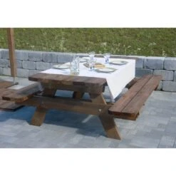 Table De Jardin & Pique-nique - 2m - Section Renforcée / Epaisseur Premium - Durable Et Robuste - Bois - Origine France - Traitement Classe 3 - 4 à 6 Personnes. -Promos Garde Plante Boutique 16756083 3