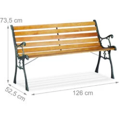 Relaxdays Banc De Jardin, 2 Places, Lattes En Bois, Fonte De Fer, Balcon Et Terrasse, HLP 73,5 X 126 X 52,5 Cm, Nature -Promos Garde Plante Boutique 16775247 4