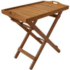 Desserte En Bois Exotique Calcutta - Maple - Marron Clair - Plateau De Service