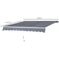 OUTSUNNY Store Banne Manuel Rétractable Aluminium Polyester Imperméabilisé 2,95L X 2,5l M Gris -Promos Garde Plante Boutique 17842657 3
