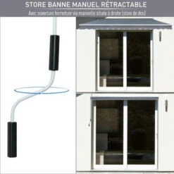OUTSUNNY Store Banne Manuel Rétractable Aluminium Polyester Imperméabilisé 2,95L X 2,5l M Gris -Promos Garde Plante Boutique 17842657 5