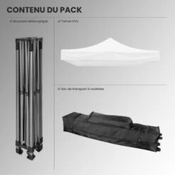 Tonnelle De Jardin Pliable 3x3 M 520D (320g/m2) - Qualité Professionnelle -Tonnelle Barnum Pliant - Tente Pagode Pliable Imperméable Idéale Pour Reception En Exterieur -Promos Garde Plante Boutique 18121799 4