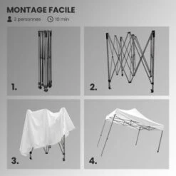 Tonnelle De Jardin Pliable 3x3 M 520D (320g/m2) - Qualité Professionnelle -Tonnelle Barnum Pliant - Tente Pagode Pliable Imperméable Idéale Pour Reception En Exterieur -Promos Garde Plante Boutique 18121799 5