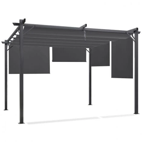 Pergola édition Spéciale Toit Rétractable 3x4 M Et 4 Stores Gris Anthracite 3 Pergola édition Spéciale Toit Rétractable 3x4 M Et 4 Stores Gris Anthracite