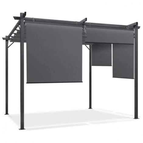 Pergola édition Spéciale Toit Rétractable 3x4 M Et 4 Stores Gris Anthracite 6 Pergola édition Spéciale Toit Rétractable 3x4 M Et 4 Stores Gris Anthracite – Image 4