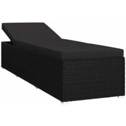 Chaise Longue Avec Coussin Résine Tressée Noir VidaXL