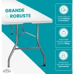 Lot De 2 Tables Pliantes De Camping 180 Cm Rectangulaire Blanche - Table De Jardin 8 Personnes L180 X L74 X H74cm En HDPE Haute Densité Épaisseur 3,5 Cm - Pieds En Acier Pelliculé Gris 9 Lot De 2 Tables Pliantes De Camping 180 Cm Rectangulaire Blanche - Table De Jardin 8 Personnes L180 X L74 X H74cm En HDPE Haute Densité Épaisseur 3,5 Cm - Pieds En Acier Pelliculé Gris -Promos Garde Plante Boutique 18215512 3